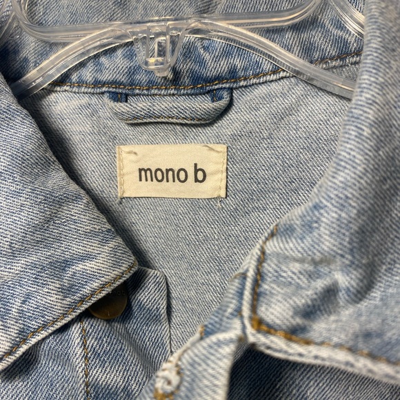 Mono B woman cropped Distressed Puffed Long sleeve Denim Jacket size Small - Picture 5 of 16